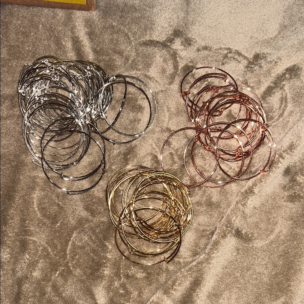 Set of Silver, Gold, and Rose Gold Bangles - Picture 1 of 1